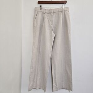 H&M size 12 Linen Blend Trouser Pants Dressy Career Professional Cream